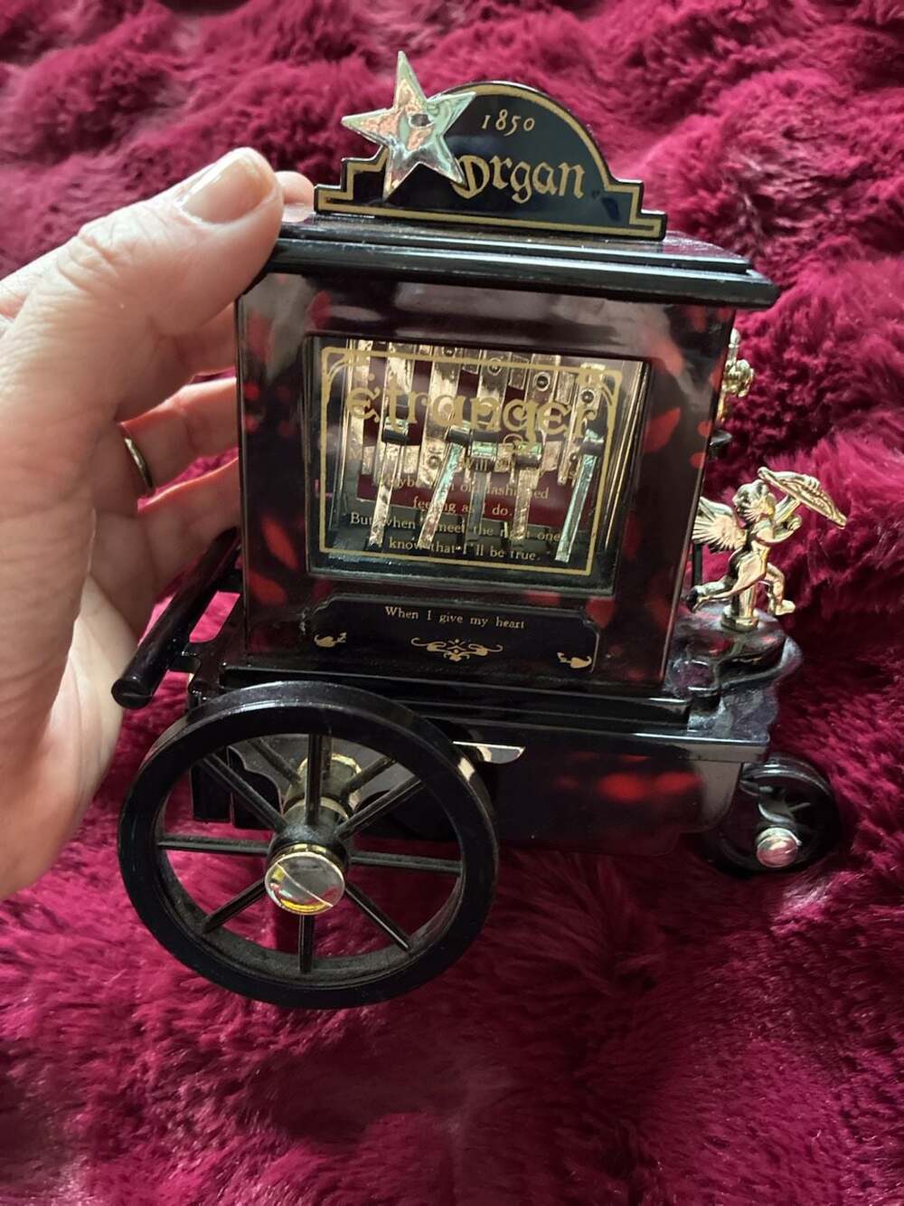Vintage Pierrot Etranger 1850 Organ Grinder Musical Carriage Music Box A744